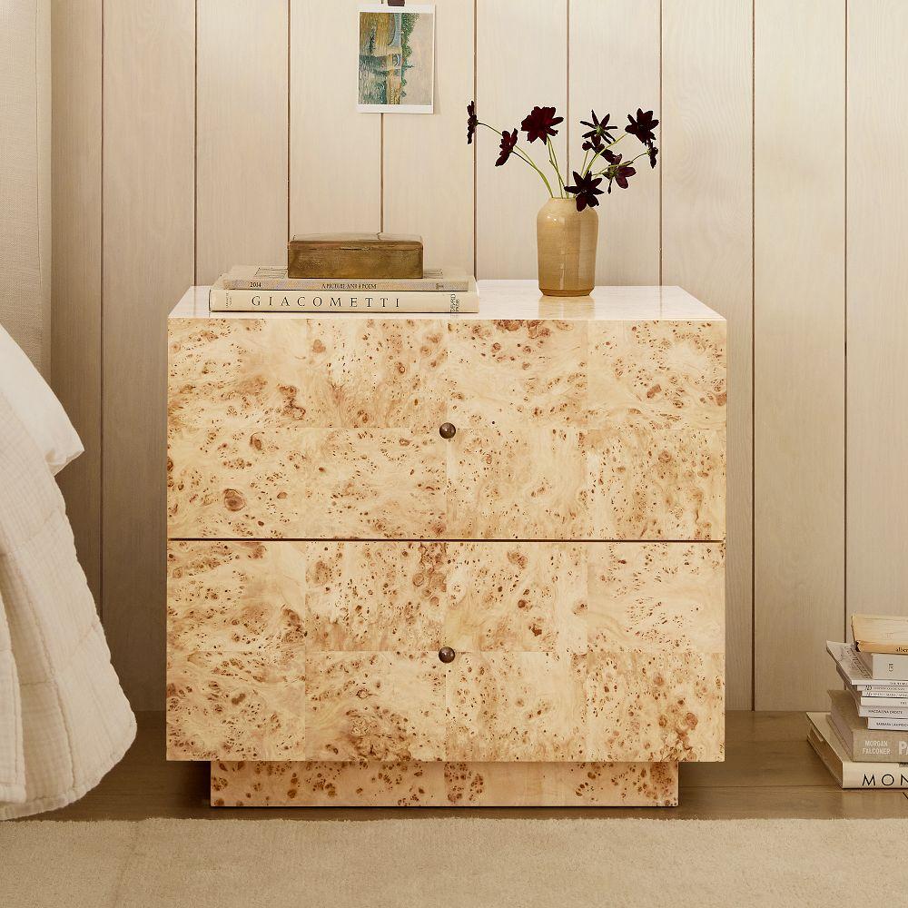Burl Bedside Table Luxe Burl Wood Finish West Elm UK